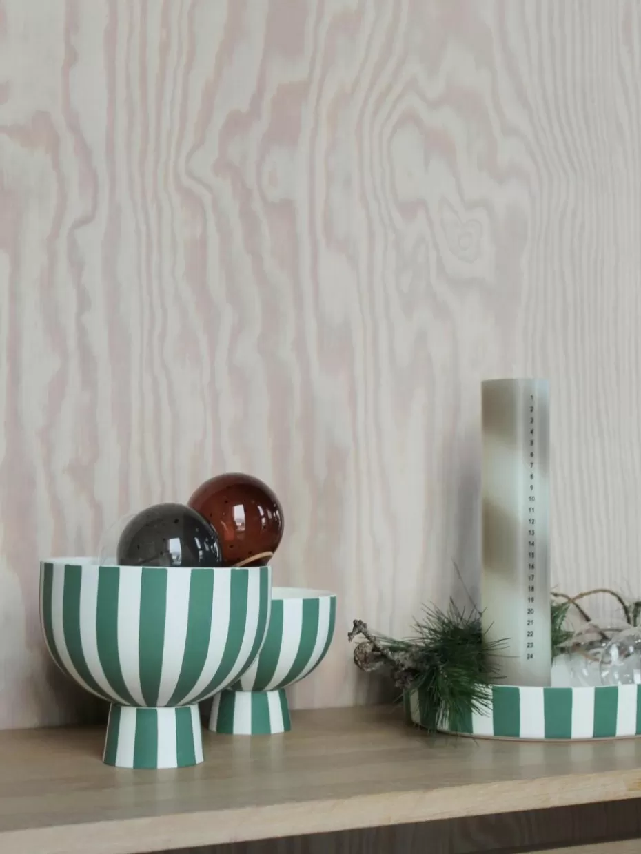 Weihnachtliche Deko-Objekte | Glow-Up-Oyoy Living Design Handgefertigte Deko-Schale Toppu, H 13 cm Dunkelgrün, Weiß