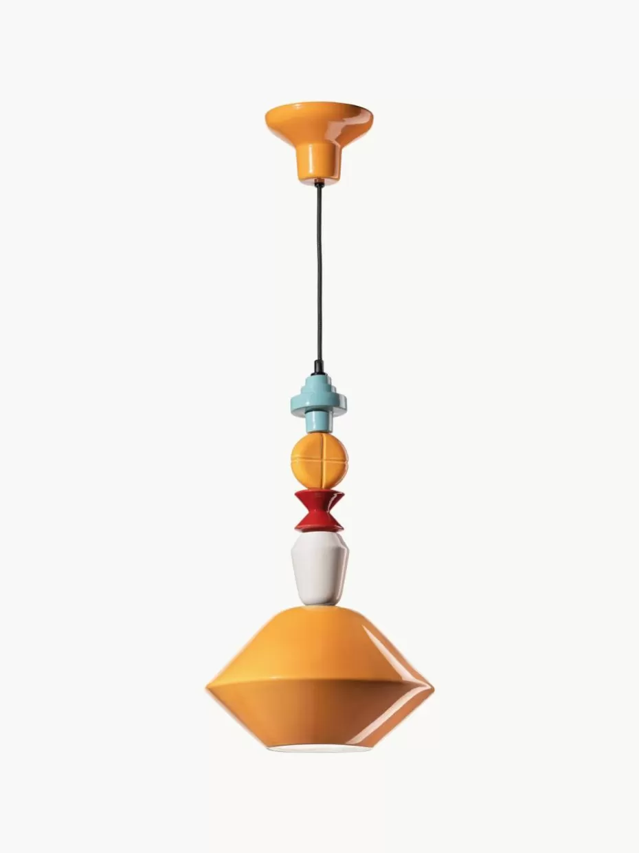 Pendelleuchten-Ferroluce Handgefertigte Design-Pendelleuchte Lariat Orange, Bunt