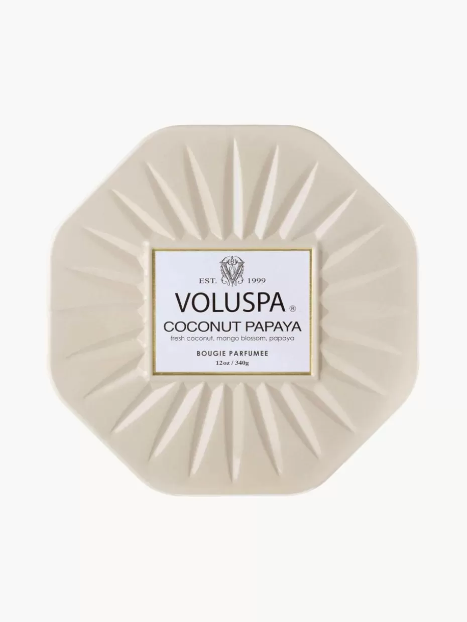 Romantische Details | Duftkerzen-Voluspa Handgefertigte Dreidocht-Duftkerze Bougie Parfumee (Kokosnuss, Mangoblüte & Papaya)