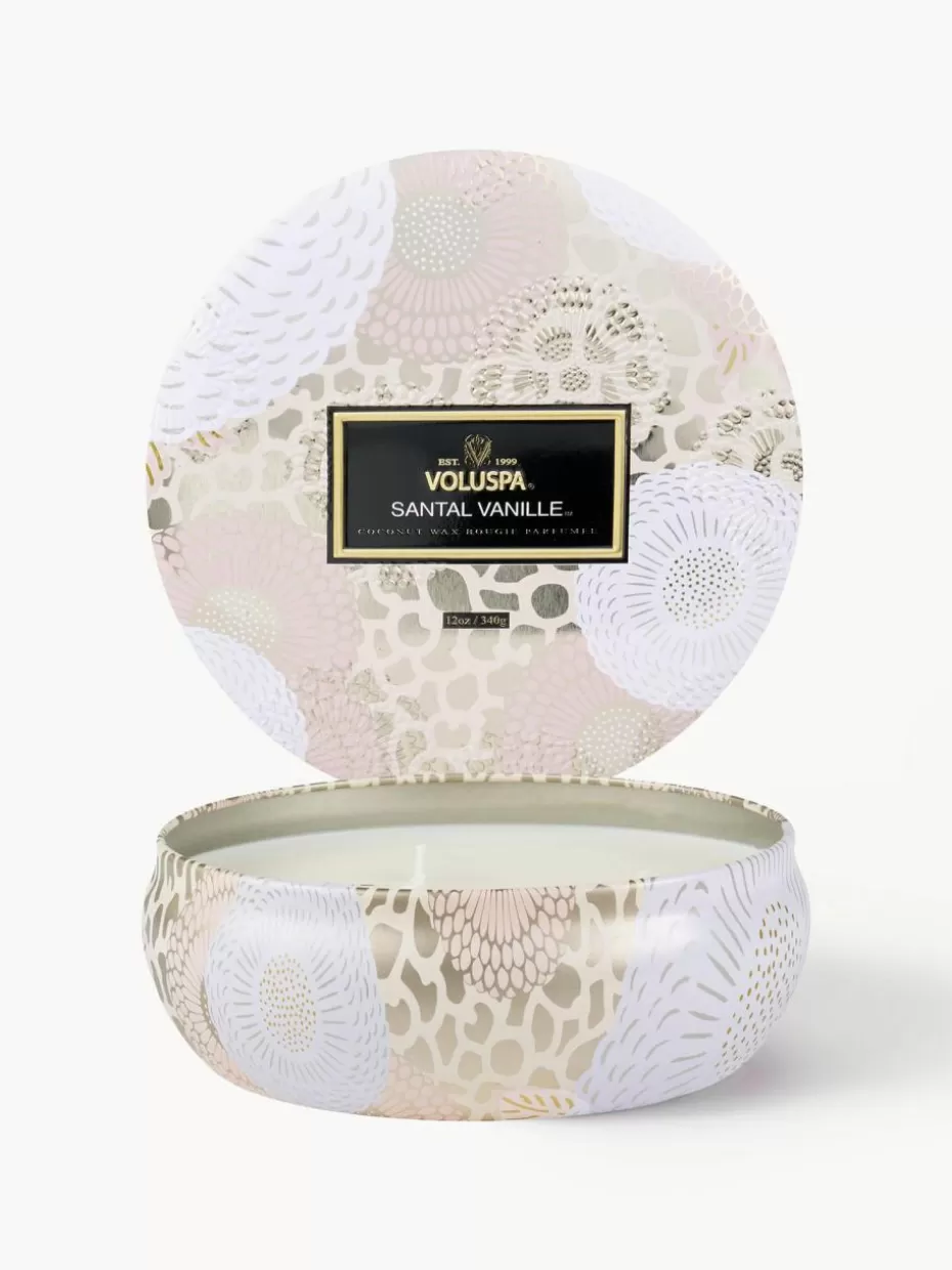 Duftkerzen-Voluspa Handgefertigte Dreidocht-Duftkerze Japonica Collection (Santal, Bourbon-Vanille & Oud) Santal, französische Bourbon-Vanille & Oud