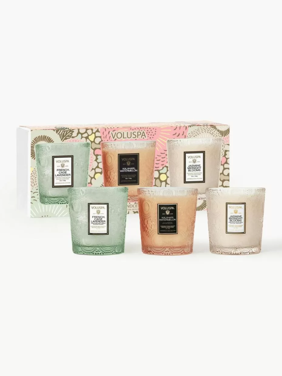 Duftkerzen-Voluspa Handgefertigte Duftkerzen Home Refresh Demi, 3er-Set Verschiedene Duftrichtungen