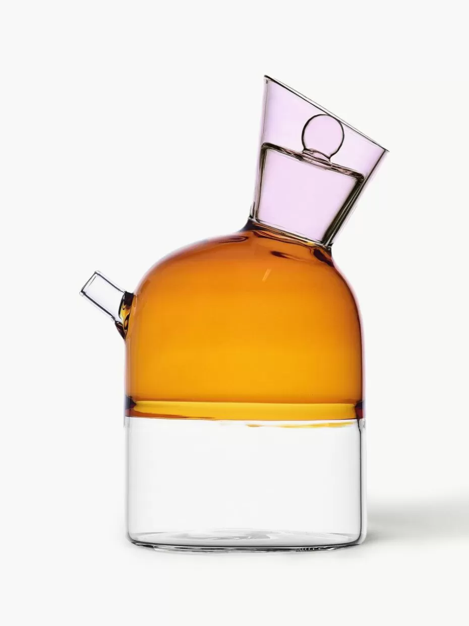 Essig- & Ölflaschen-Ichendorf Handgefertigte Essig- & Ölflasche Travasi Orange, Hellrosa, Transparent