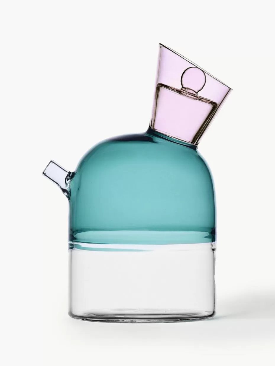 Essig- & Ölflaschen-Ichendorf Handgefertigte Essig- & Ölflasche Travasi Hellblau, Hellrosa, Transparent