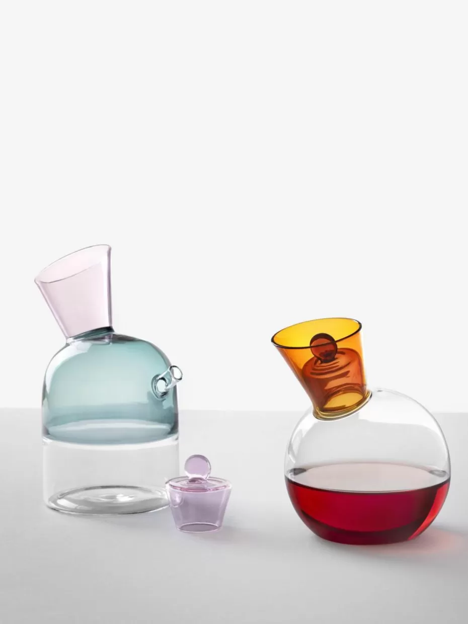 Essig- & Ölflaschen-Ichendorf Handgefertigte Essig- & Ölflasche Travasi Hellblau, Hellrosa, Transparent