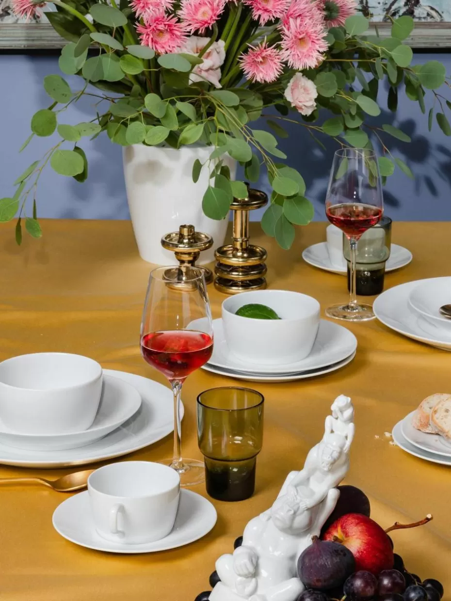 Teller-Meissen Handgefertigte Frühstücksteller Cosmopolitan aus Porzellan, 2 Stück Weiß
