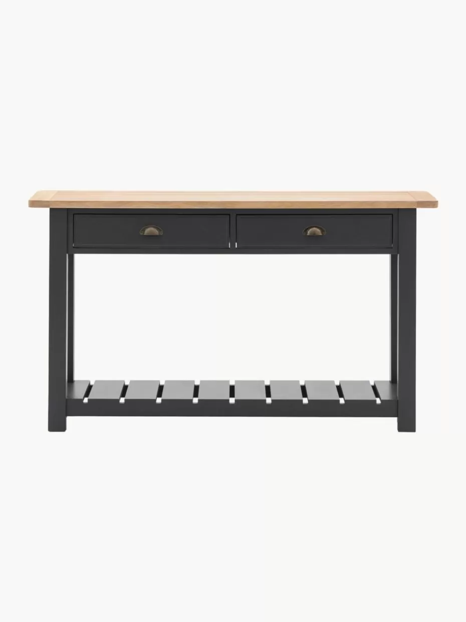 Konsolen-Westwing Handgefertigte Holz-Konsole Eton Eichenholz, Anthrazit