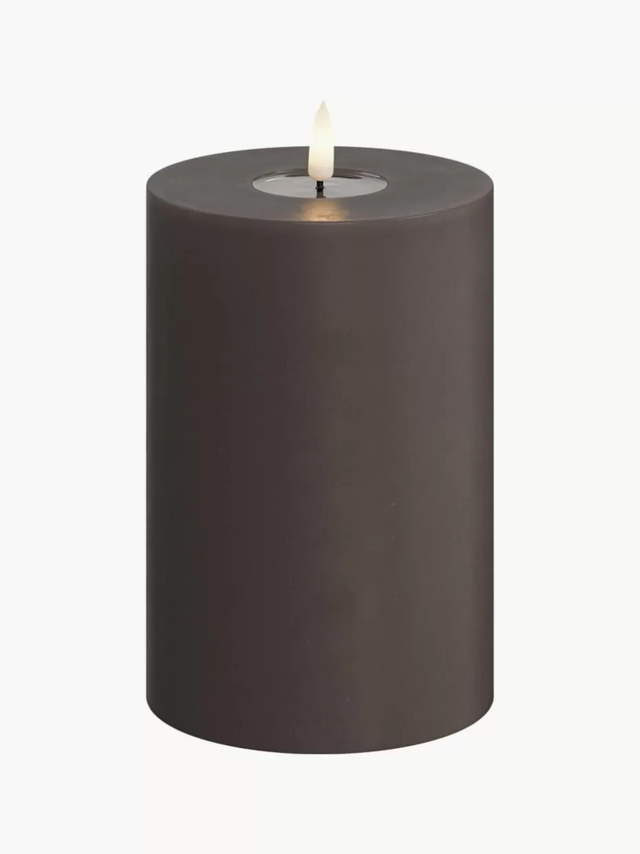 Kerzen-Deluxe Homeart Handgefertigte LED-Kerze Real Flame, H 15 cm Taupe