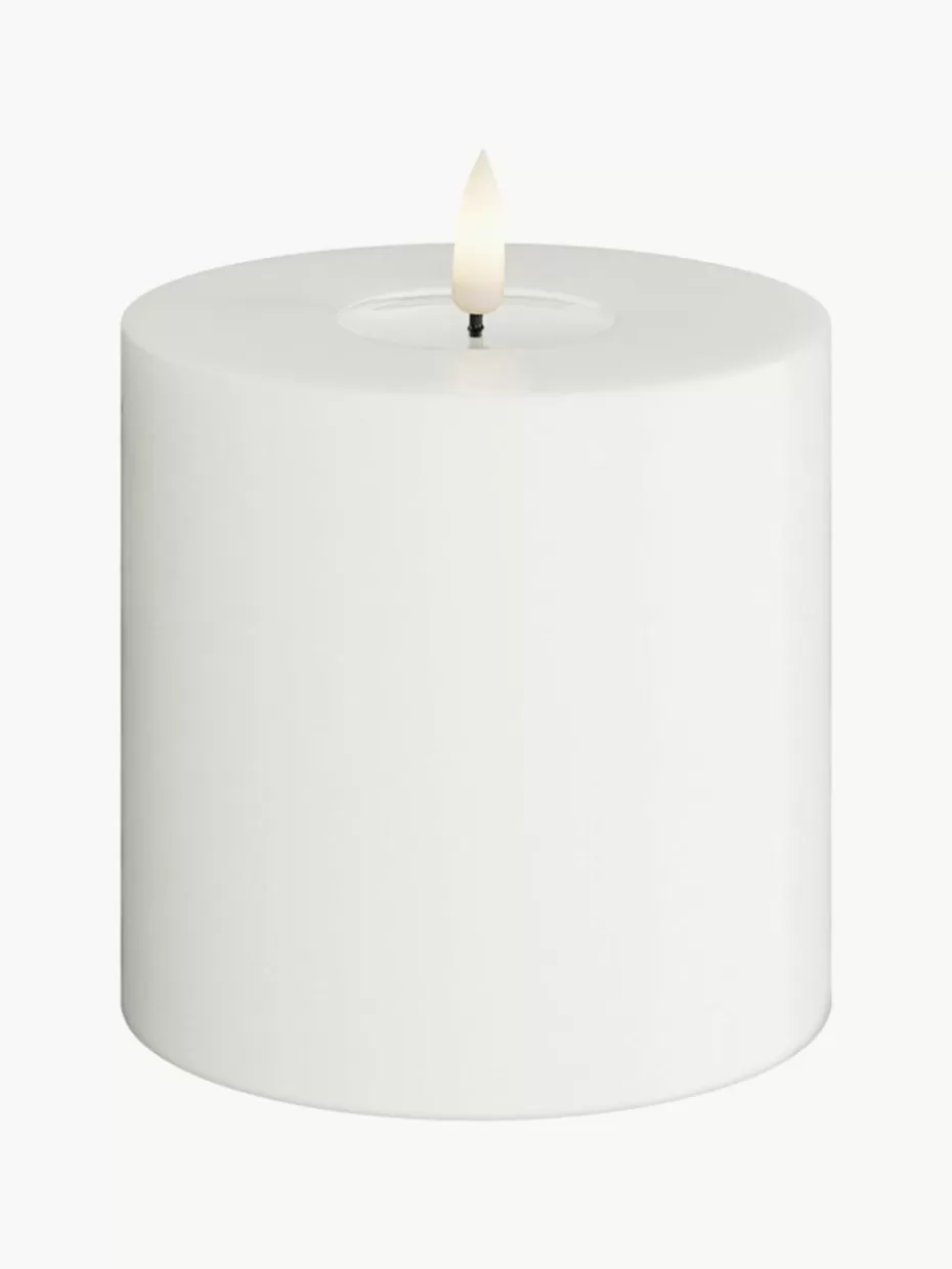 Kerzen-Deluxe Homeart Handgefertigte LED-Kerze Real Flame, H 10 cm Weiß