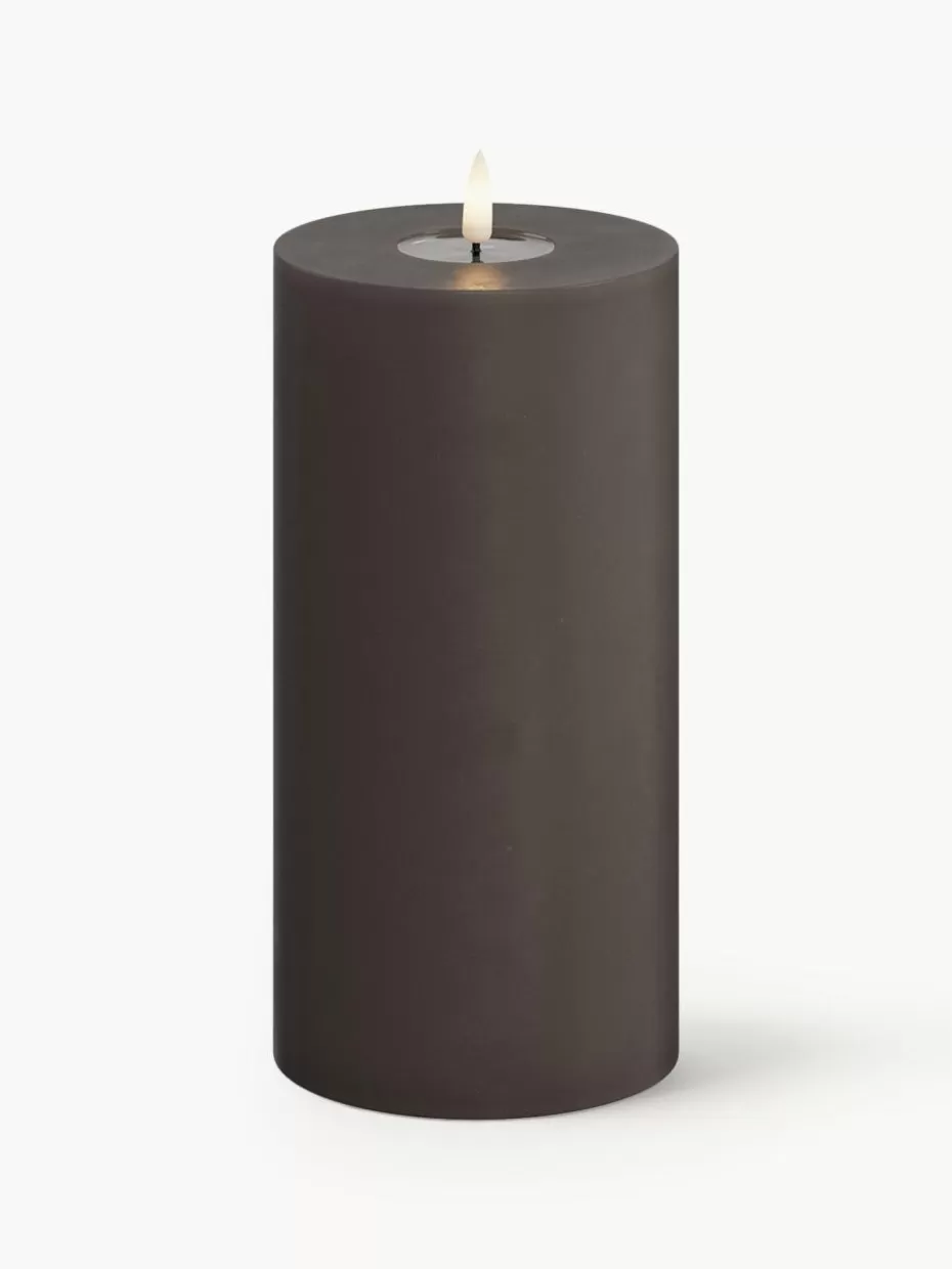 Kerzen-Deluxe Homeart Handgefertigte LED-Kerze Real Flame, H 20 cm Taupe