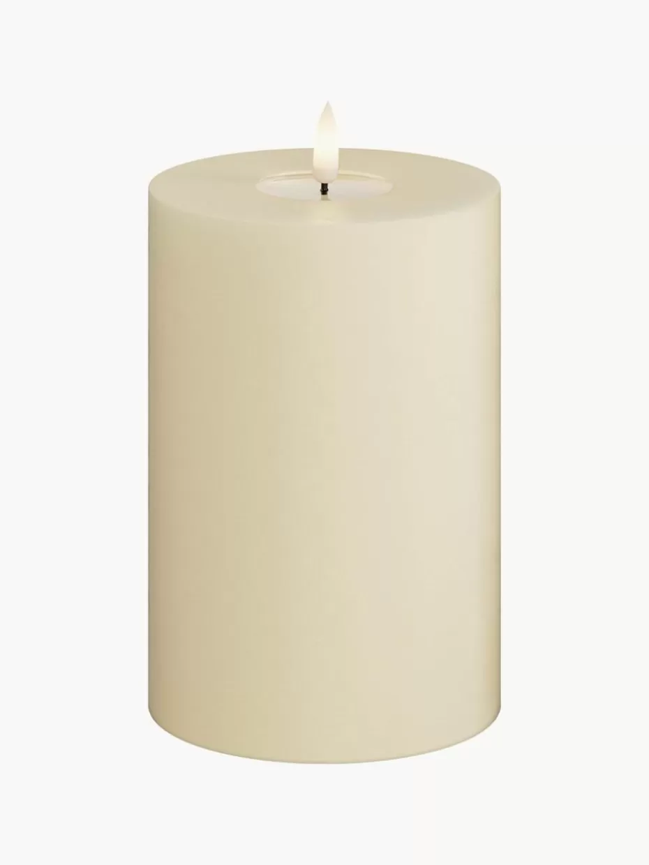 Kerzen-Deluxe Homeart Handgefertigte LED-Kerze Real Flame, H 15 cm Cremeweiß