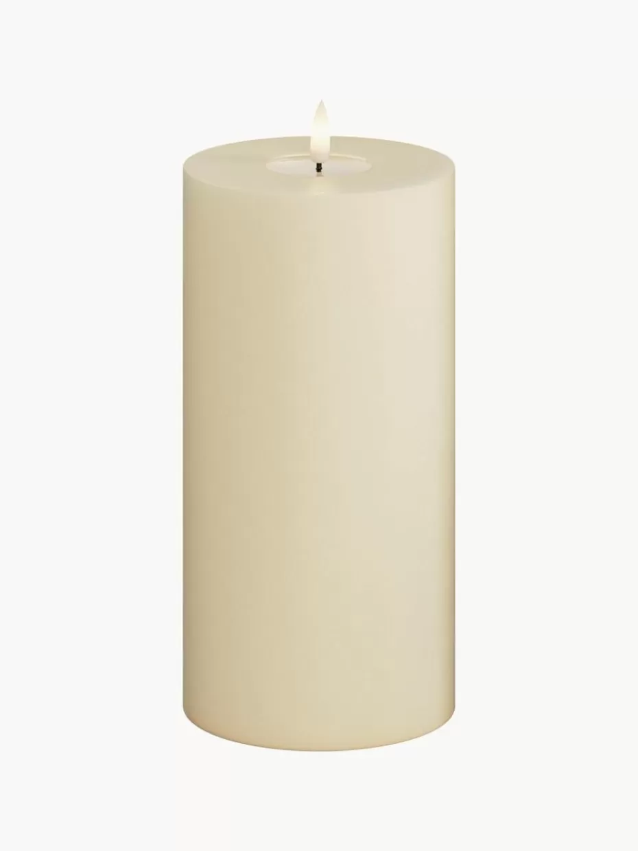 Kerzen-Deluxe Homeart Handgefertigte LED-Kerze Real Flame, H 20 cm Cremeweiß