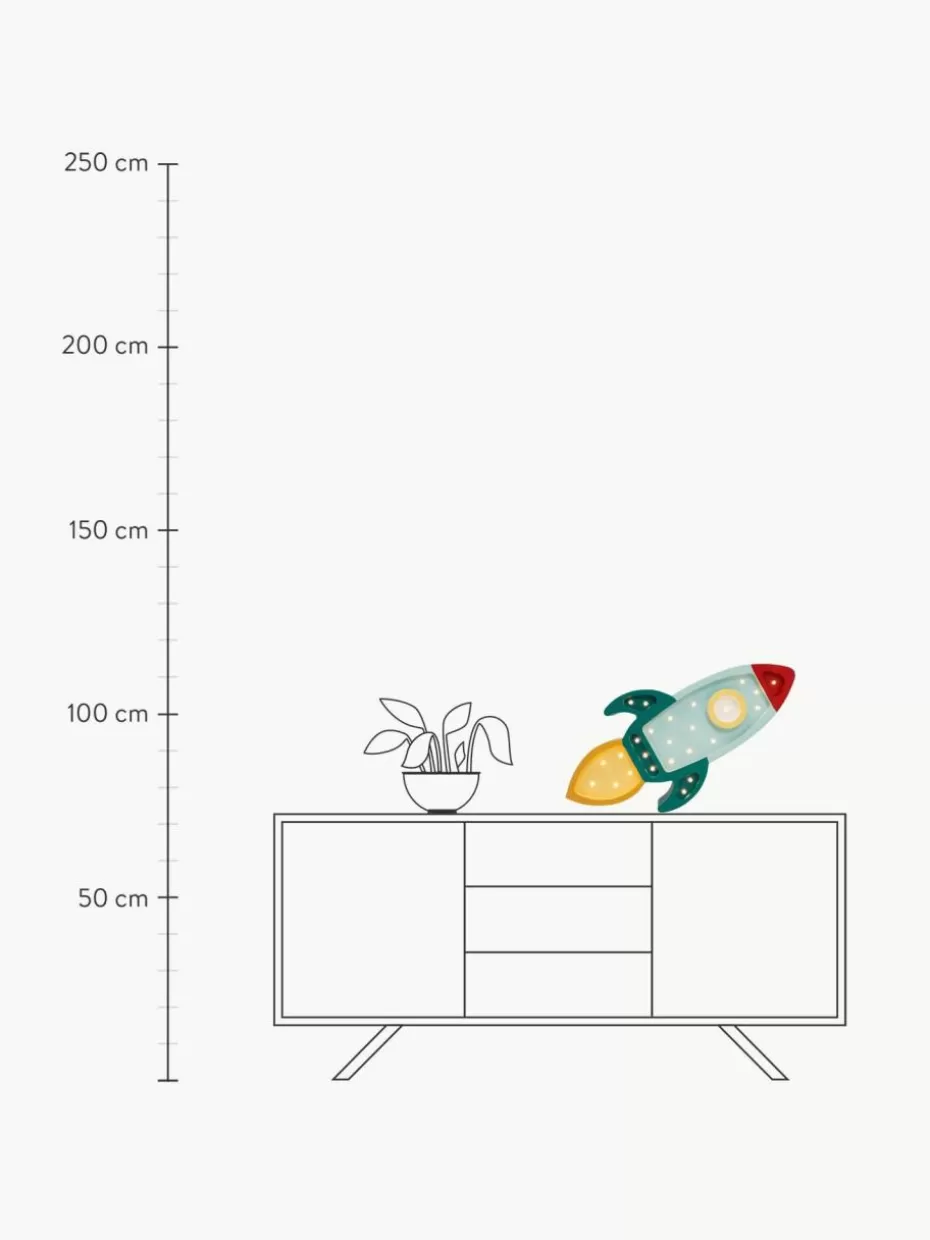 Lampen | Kinderzimmerlampen-Little Lights Handgefertigte LED-Kinderzimmerlampe Space Rocket mit Timerfunktion und Fernbedienung, dimmbar