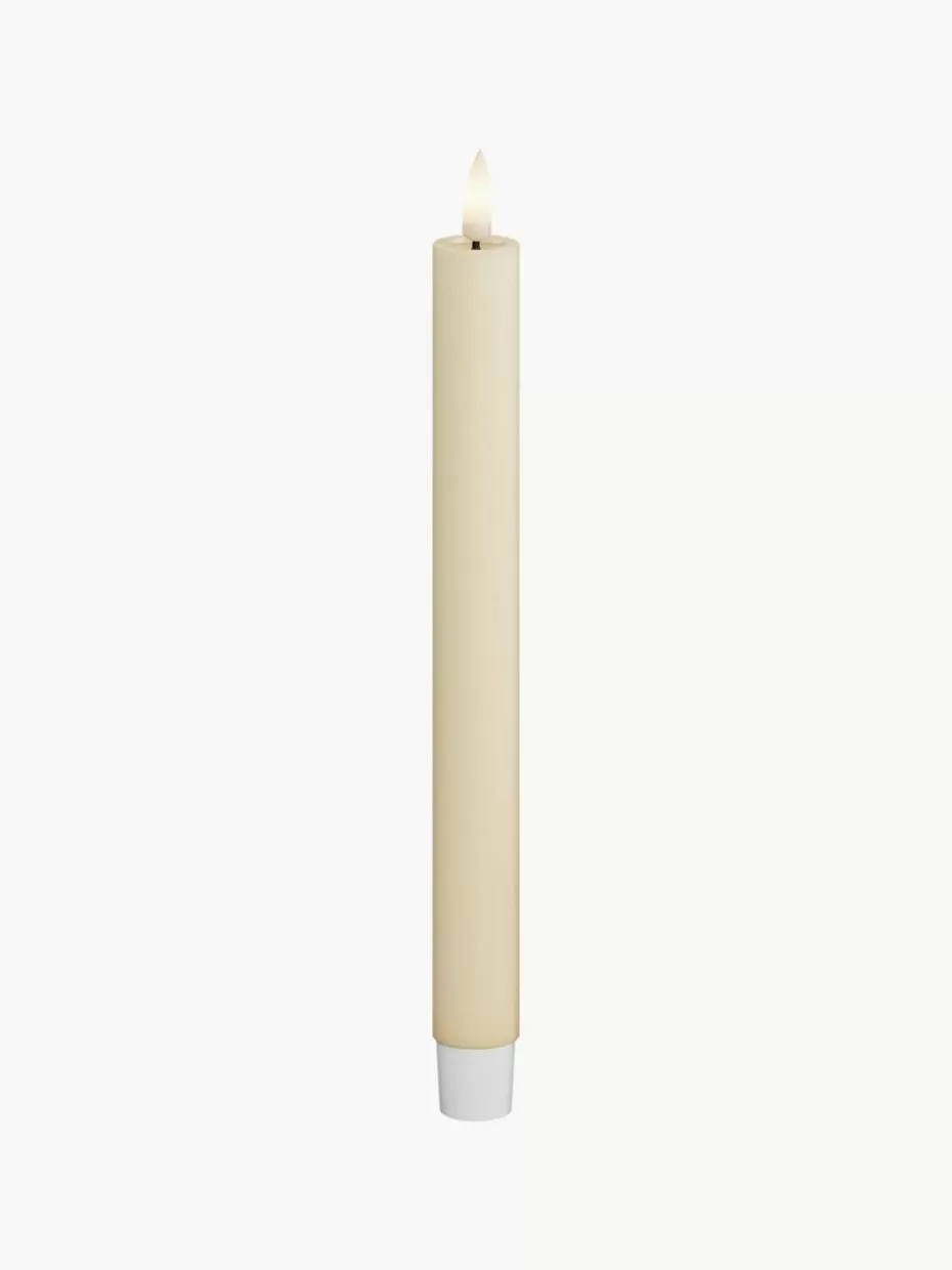 Kerzen-Deluxe Homeart Handgefertigte LED-Stabkerzen Real Flame, H 24 cm, 2 Stück Cremeweiß