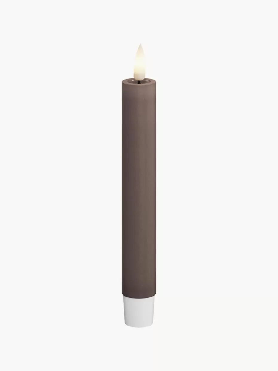Kerzen-Deluxe Homeart Handgefertigte LED-Stabkerzen Real Flame, H 15 cm, 2 Stück Dunkelgrau