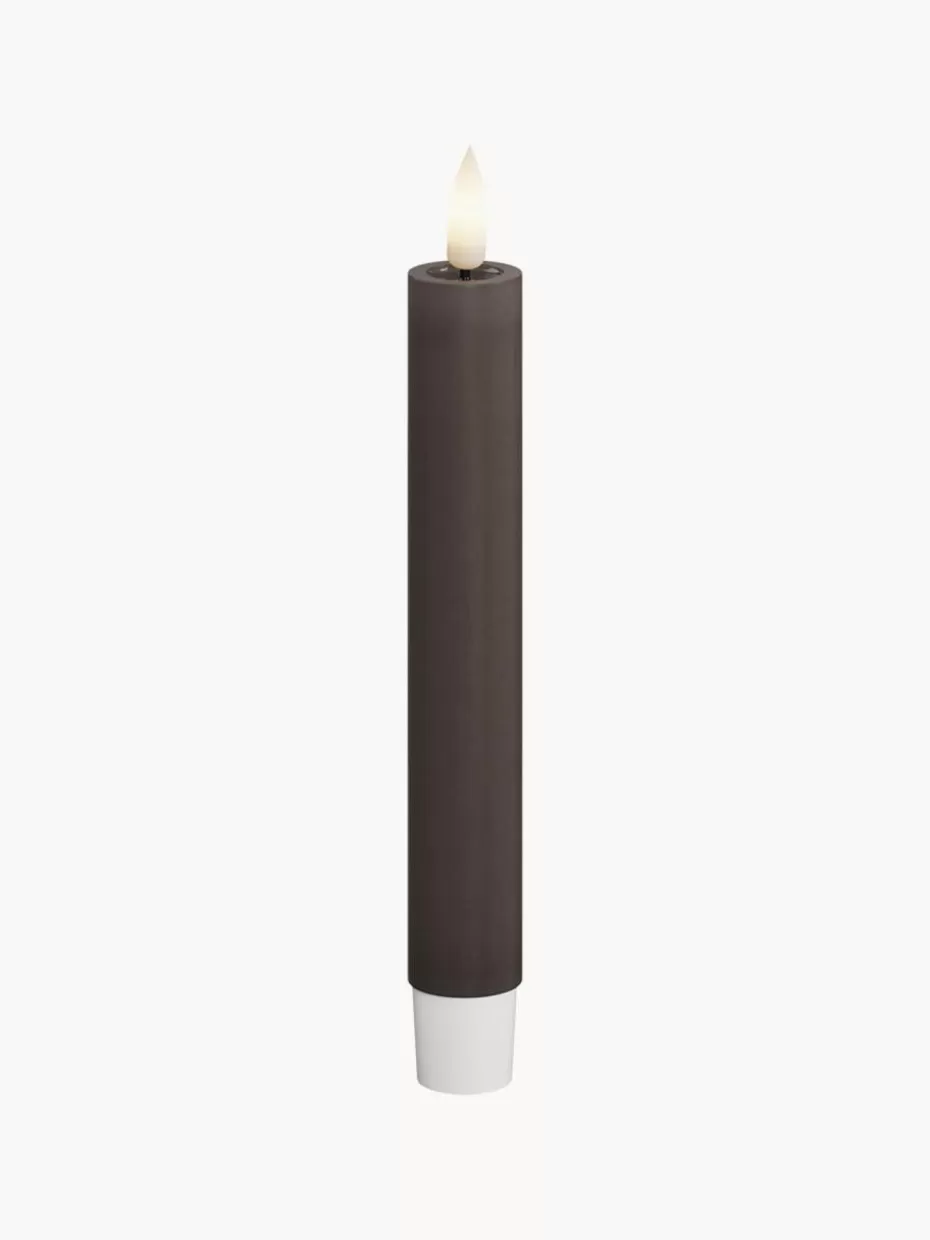 Kerzen-Deluxe Homeart Handgefertigte LED-Stabkerzen Real Flame, H 15 cm, 2 Stück Taupe