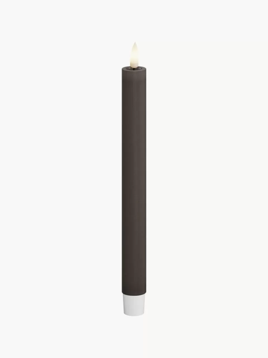 Kerzen-Deluxe Homeart Handgefertigte LED-Stabkerzen Real Flame, H 24 cm, 2 Stück Taupe