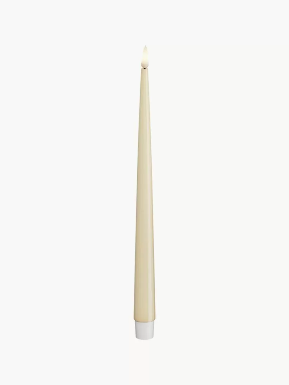 Kerzen-Deluxe Homeart Handgefertigte LED-Stabkerzen Real Flame, H 28 cm, 2 Stück Cremeweiß