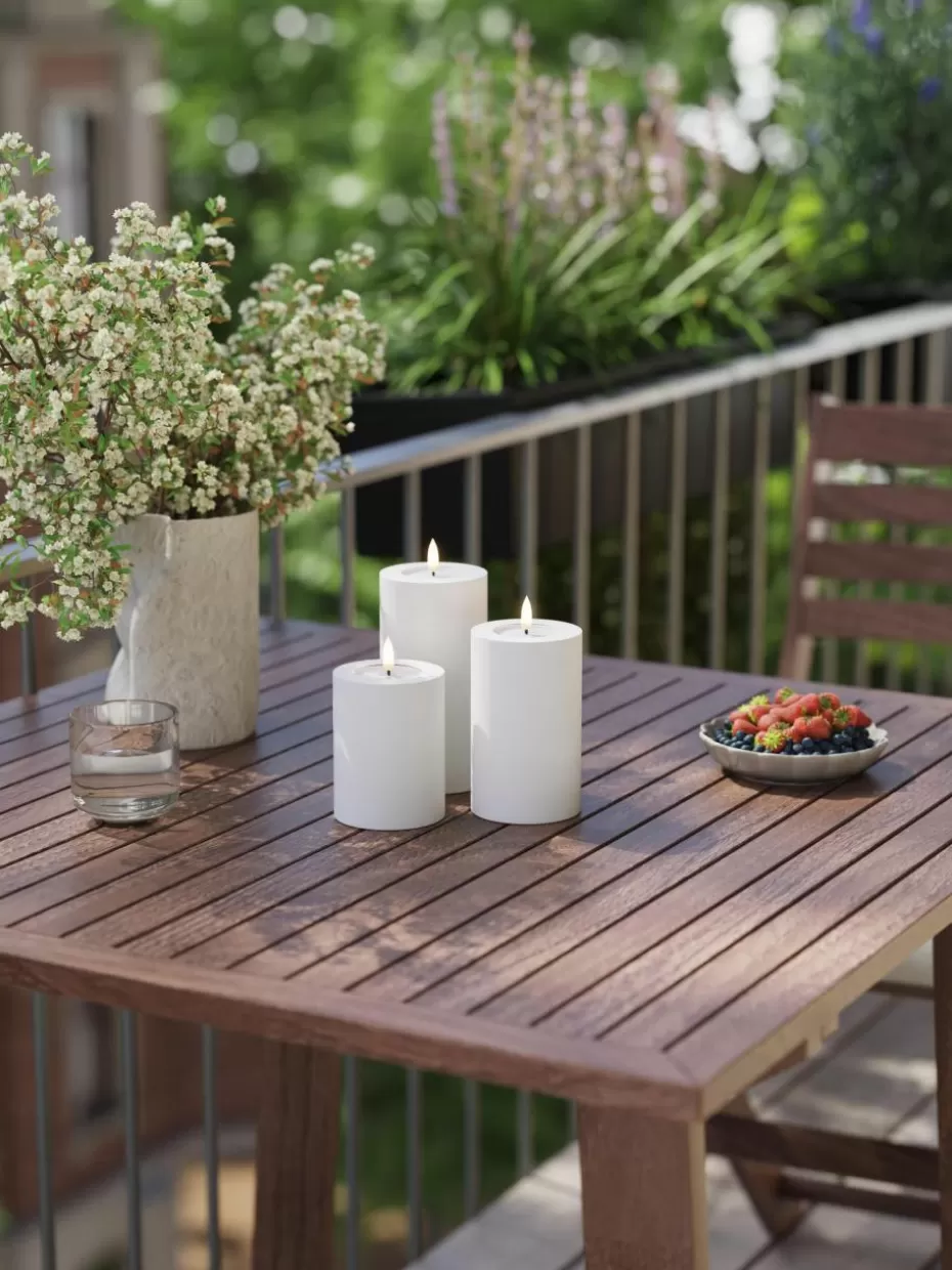 Kerzen-Deluxe Homeart Handgefertigte Outdoor LED-Kerze Real Flame, H 20 cm