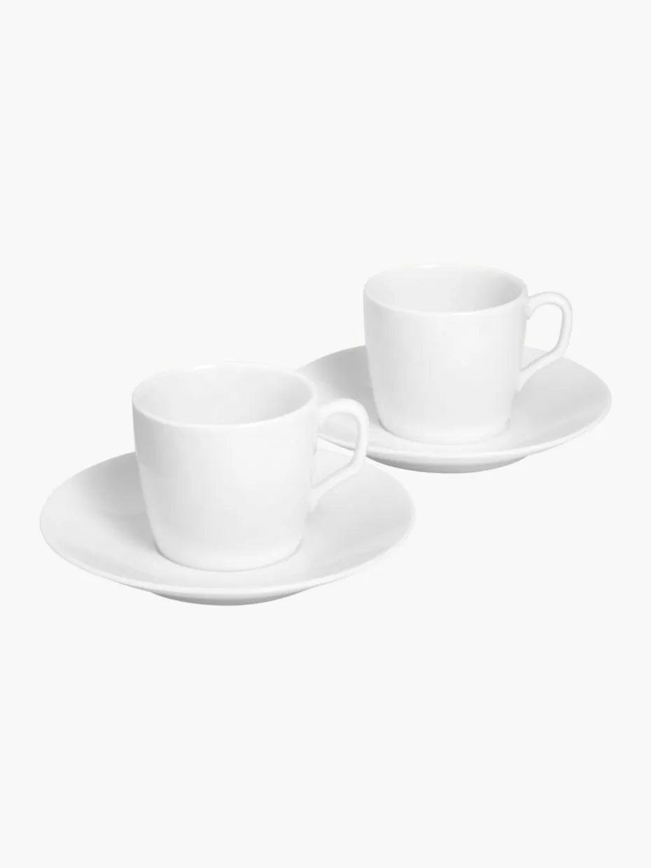 Tassen-Meissen Handgefertigte Porzellan-Espressotassen Cosmopolitan mit Untertassen, 2 Stück