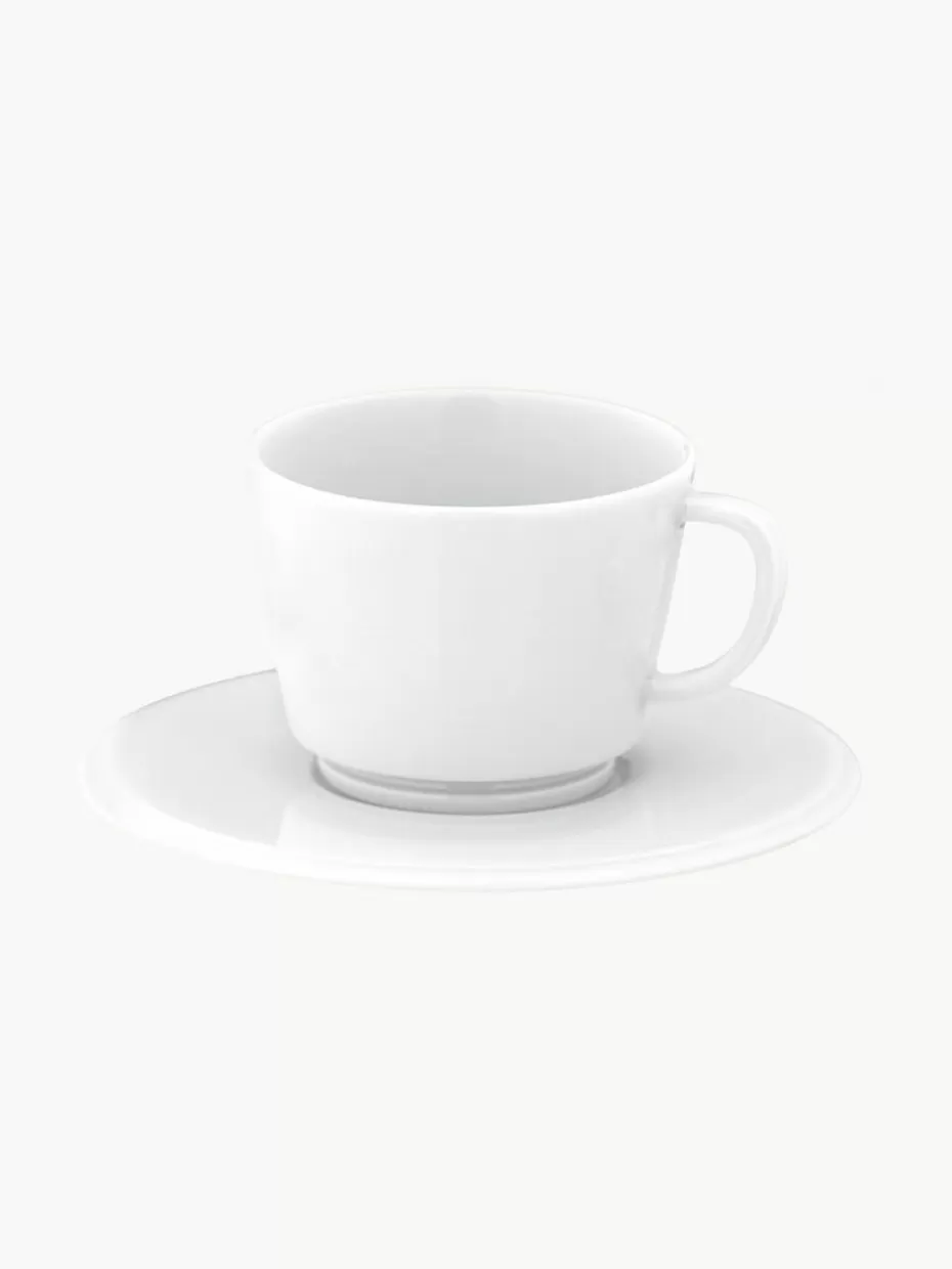 Tassen-Meissen Handgefertigte Porzellan-Espressotassen Vitruv mit Untertassen, 2 Stück