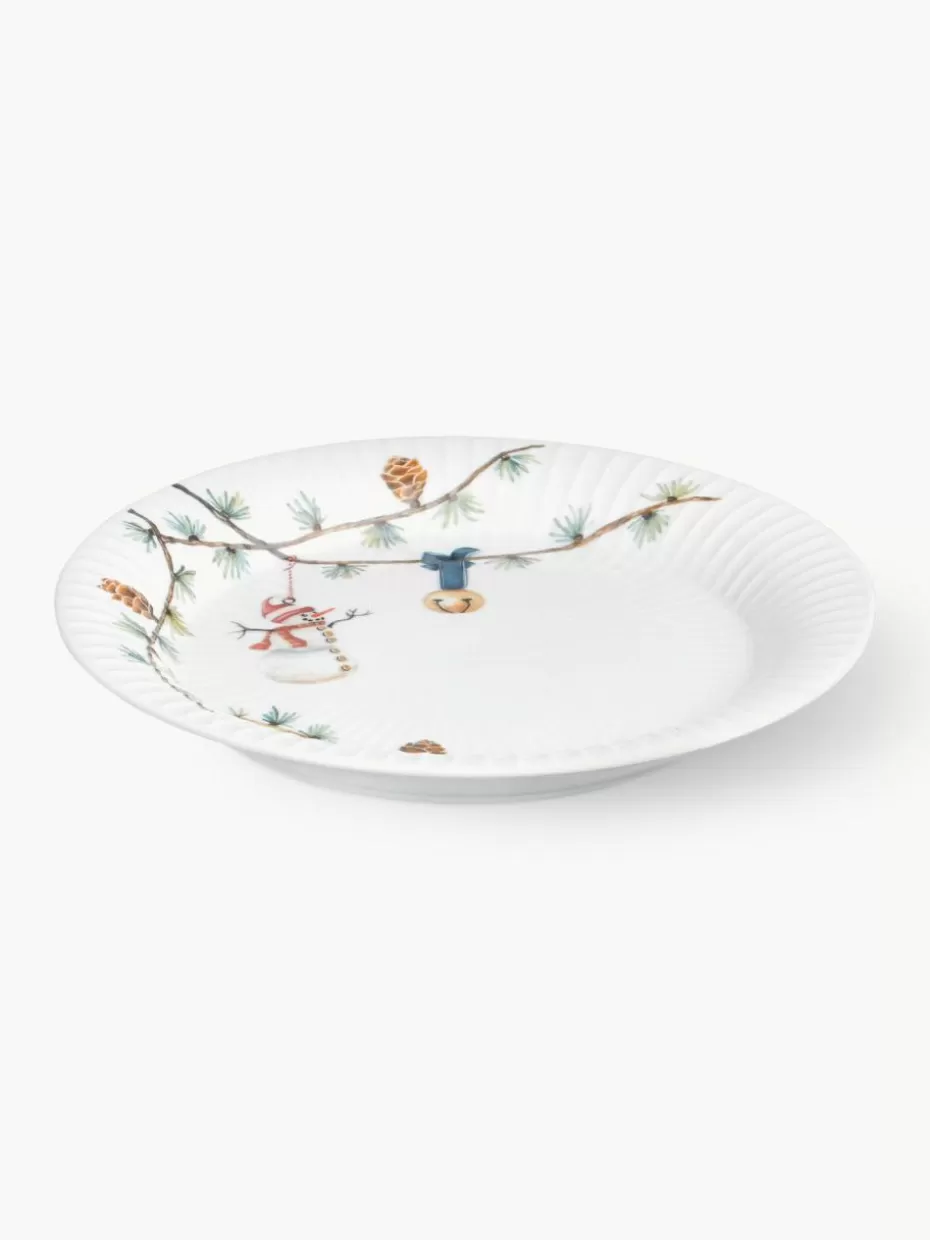 Weihnachtsgeschirr | Family Holidays-Kähler Handgefertigte Porzellan-Frühstücksteller Hammershøi, 4 Stück