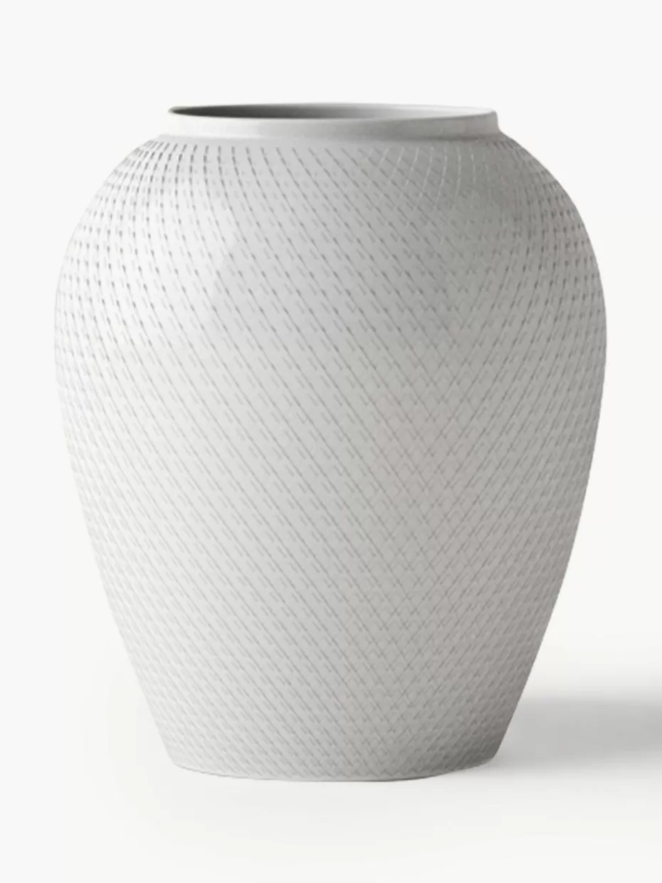 Vasen-Lyngby Porcelaen Handgefertigte Porzellan-Vase Rhombe, H 17 cm