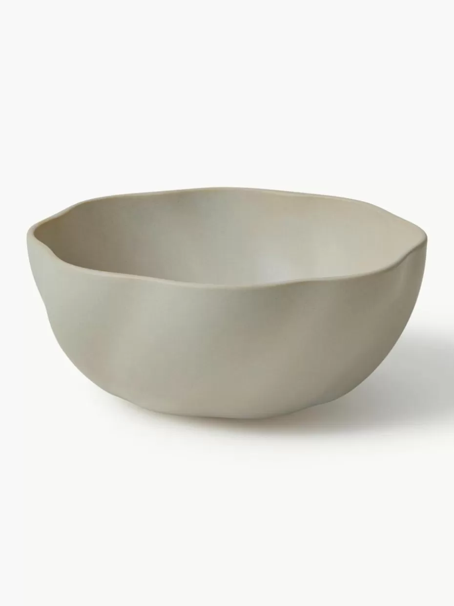 Weihnachtsgeschirr | Nordic Celebrations-Broste Copenhagen Handgefertigte Salatschale Limfjord in organischer Form Hellbeige