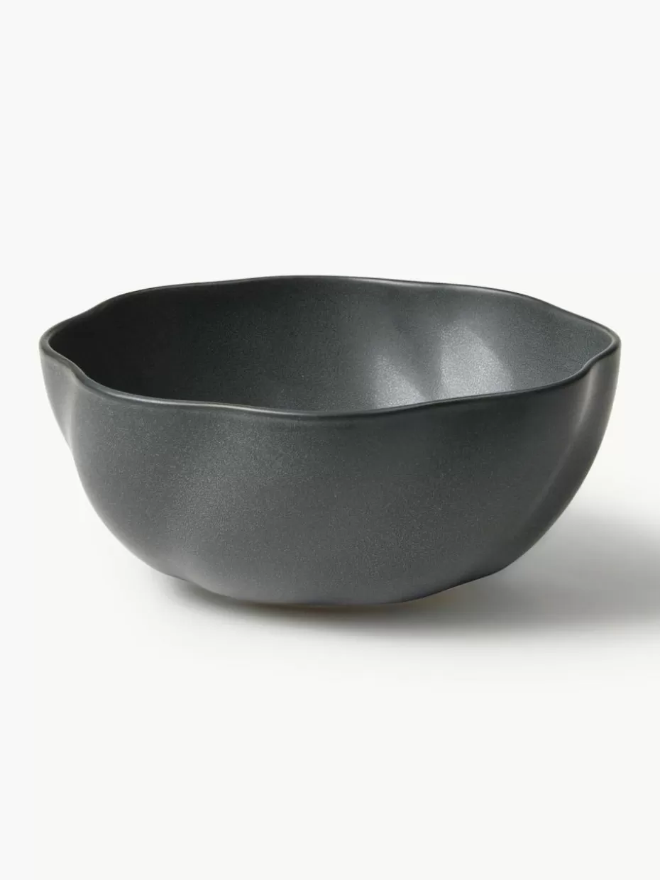 Weihnachtsgeschirr | Nordic Celebrations-Broste Copenhagen Handgefertigte Salatschale Limfjord in organischer Form Anthrazit