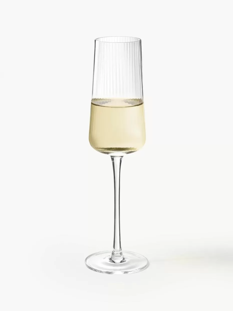 Champagner- & Sektgläser-Westwing Collection Handgefertigte Sektgläser Cami mit Rillenstruktur, 4 Stück
