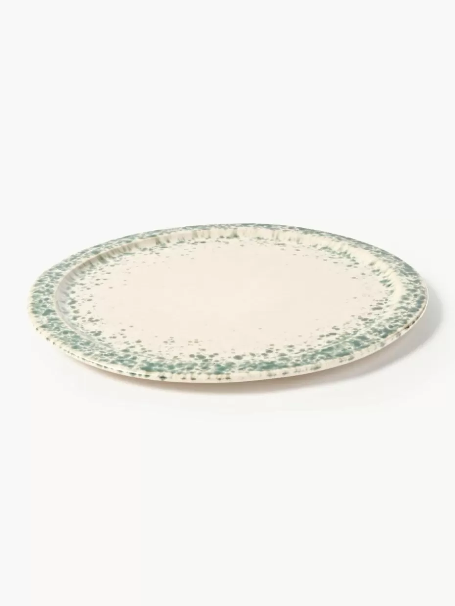 Teller-Westwing Collection Handgefertigte Speiseteller Bernardo, 4 Stück Hellbeige, Salbeigrün