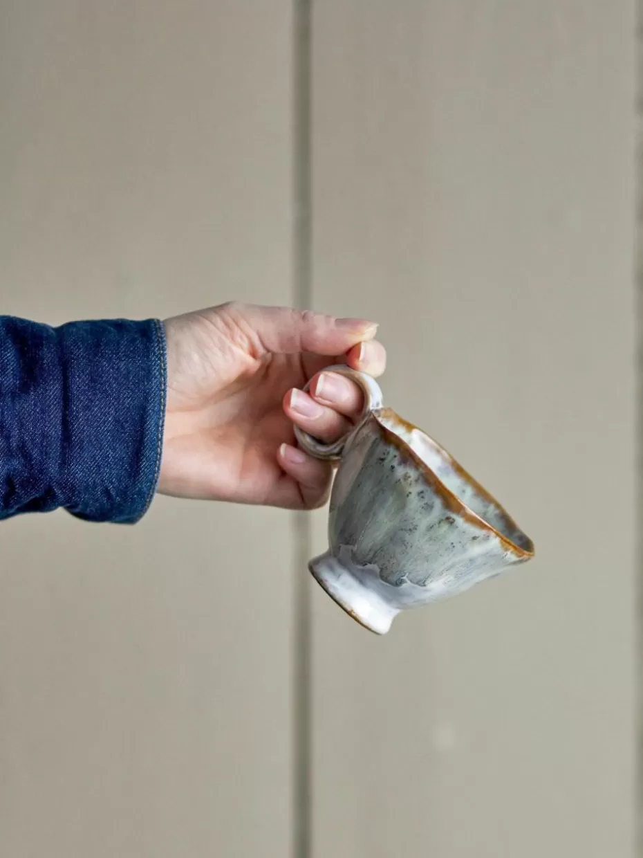 Tassen-Bloomingville Handgefertigte Tasse Imogen Salbeigrün, Weiß, Mehrfarbig