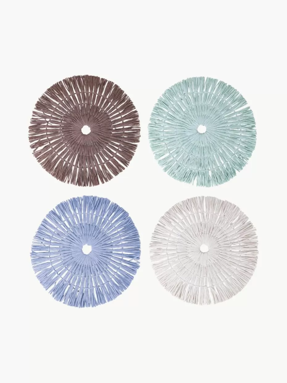 Tischsets | Tischsets-Villa D'Este Home Tivoli Handgefertigte Tischsets Tovaglietta, 4er-Set Weiß, Taupe, Türkisgrün, Blau