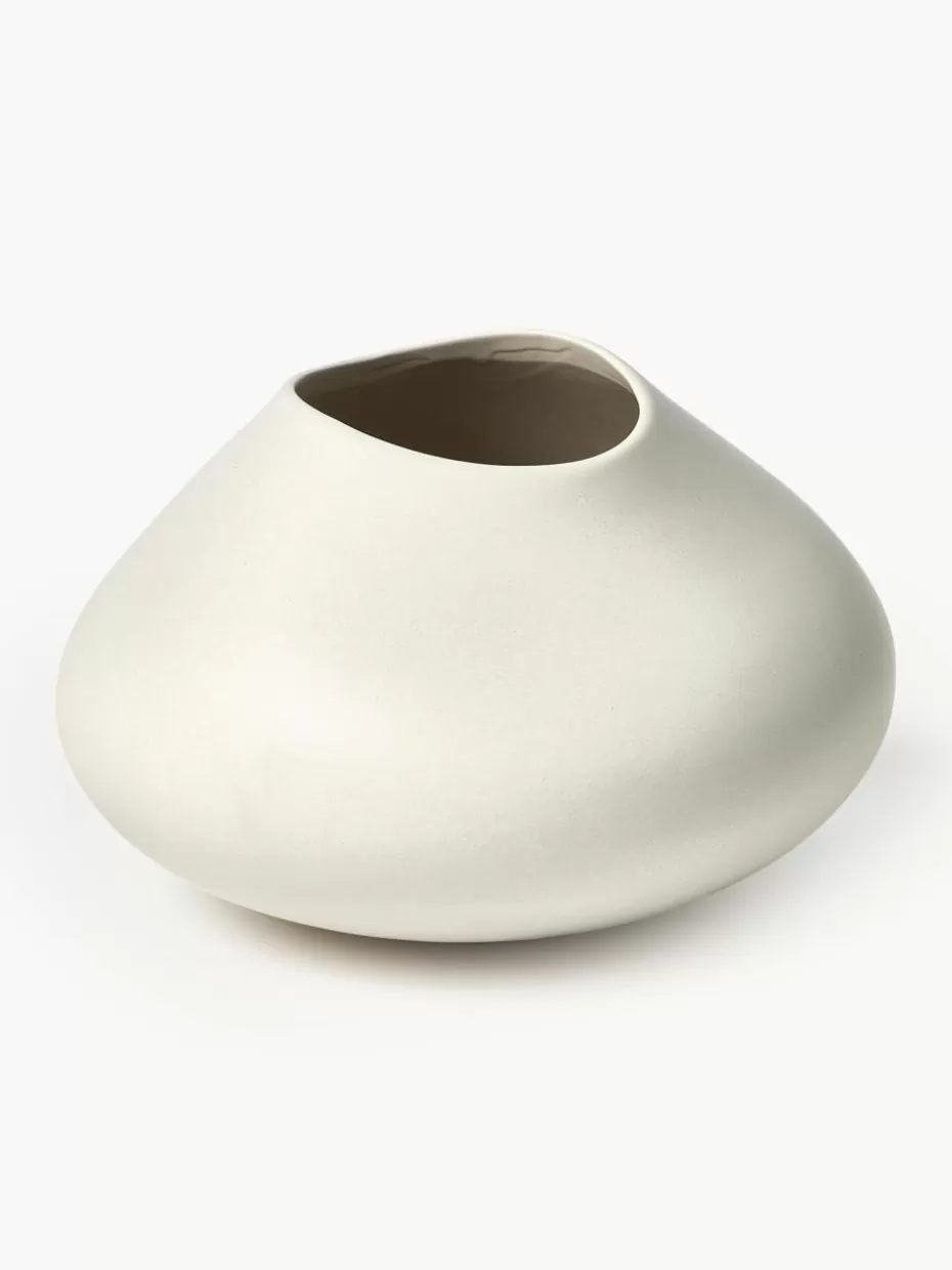 Vasen-Westwing Collection Handgefertigte Vase Latona, H 19 cm Cremeweiß