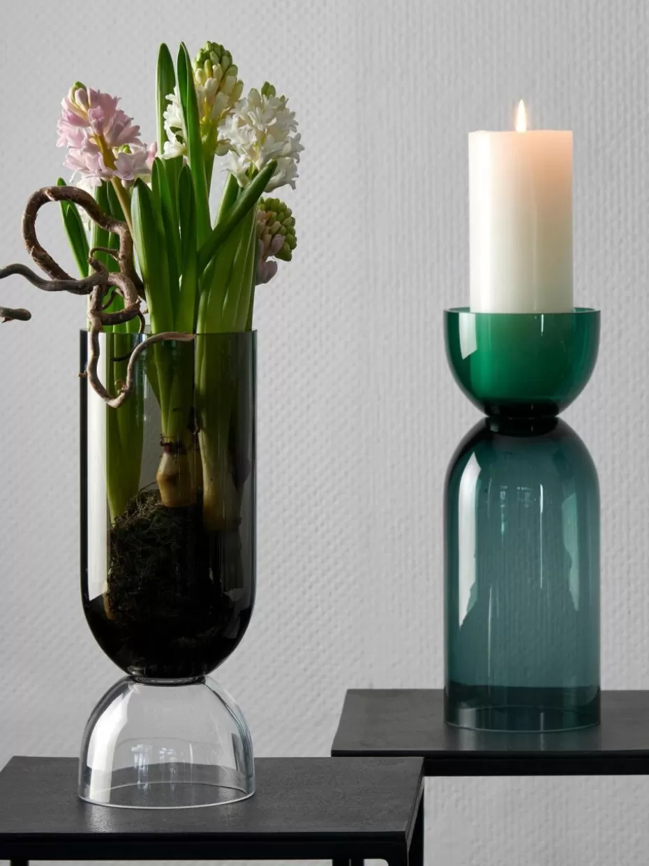Vasen-Lambert Handgefertigte Vase Vasari, H 32 cm Grautöne, transparent
