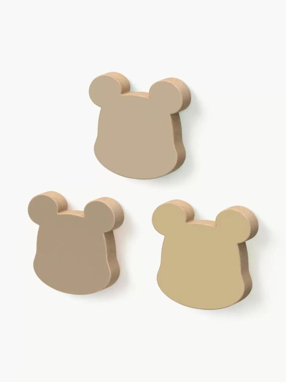 Aufbewahrung-Cam Cam Copenhagen Handgefertigte Wandhaken Bear aus Buchenholz, 3er-Set