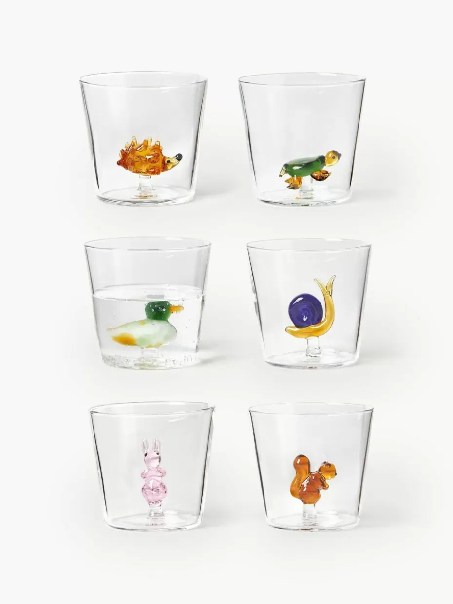 Wassergläser-Ichendorf Handgefertigte Wassergläser Animal Farm, 6er-Set