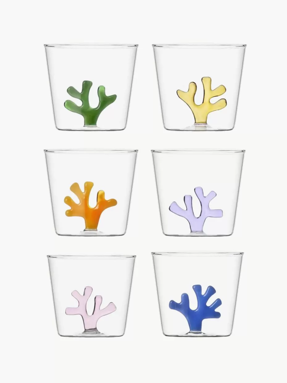 Wassergläser-Ichendorf Handgefertigte Wassergläser Coral Reef, 6er-Set