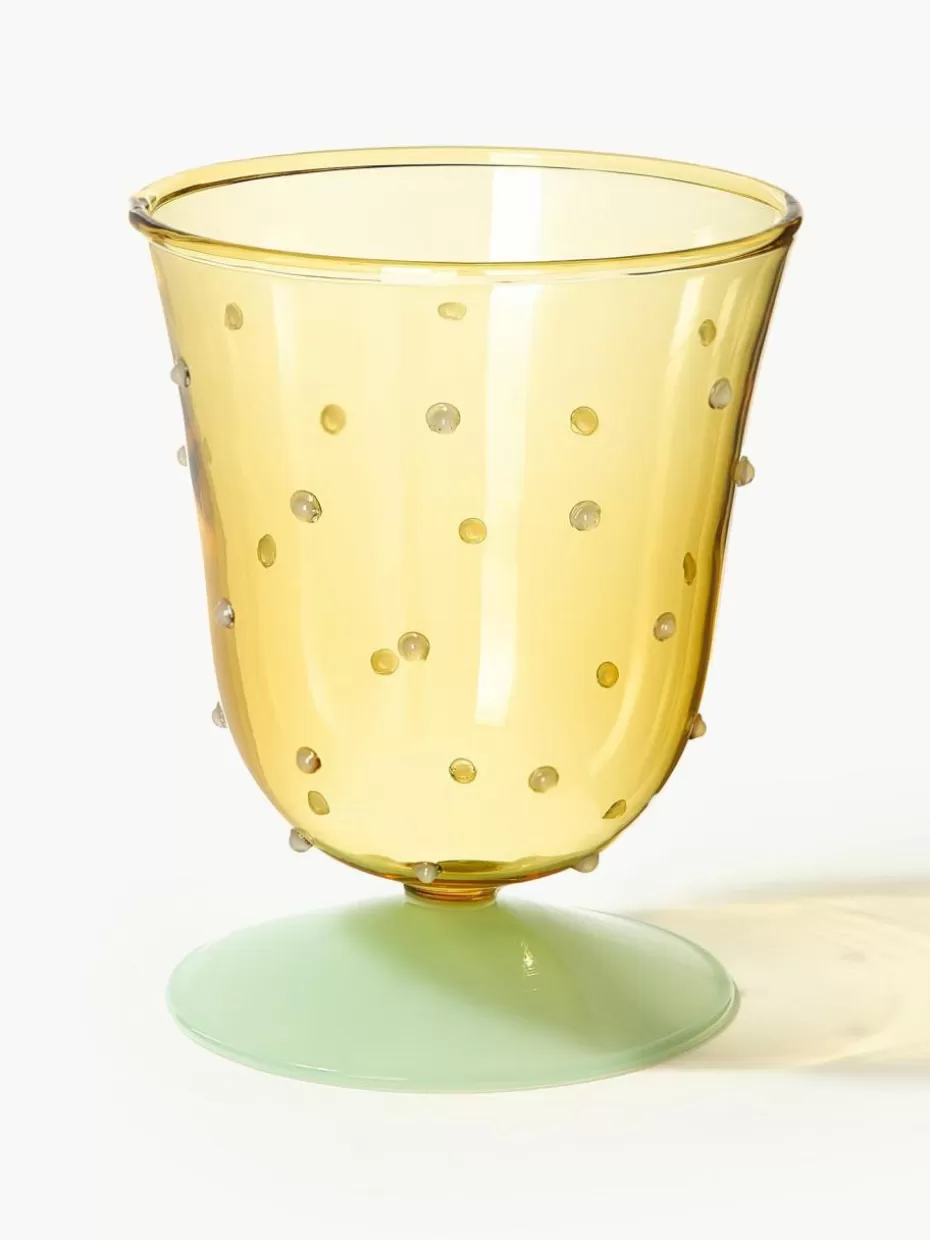 Wassergläser-&k amsterdam Handgefertigte Wassergläser Dot aus Borosilikatglas, 2 Stück Hellgelb transparent, Hellgrün