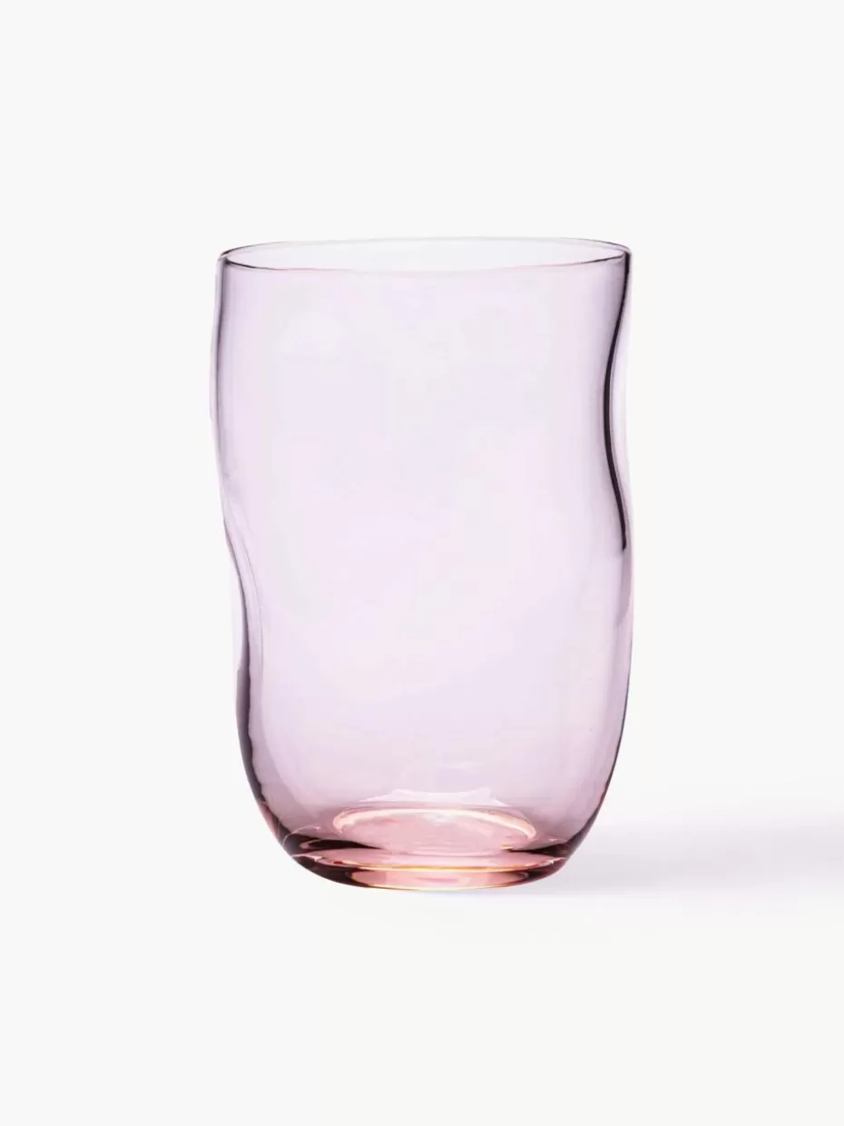 Wassergläser-Anna von Lipa Handgefertigte Wassergläser Squeeze in organischer Form, 6 Stück Rosa