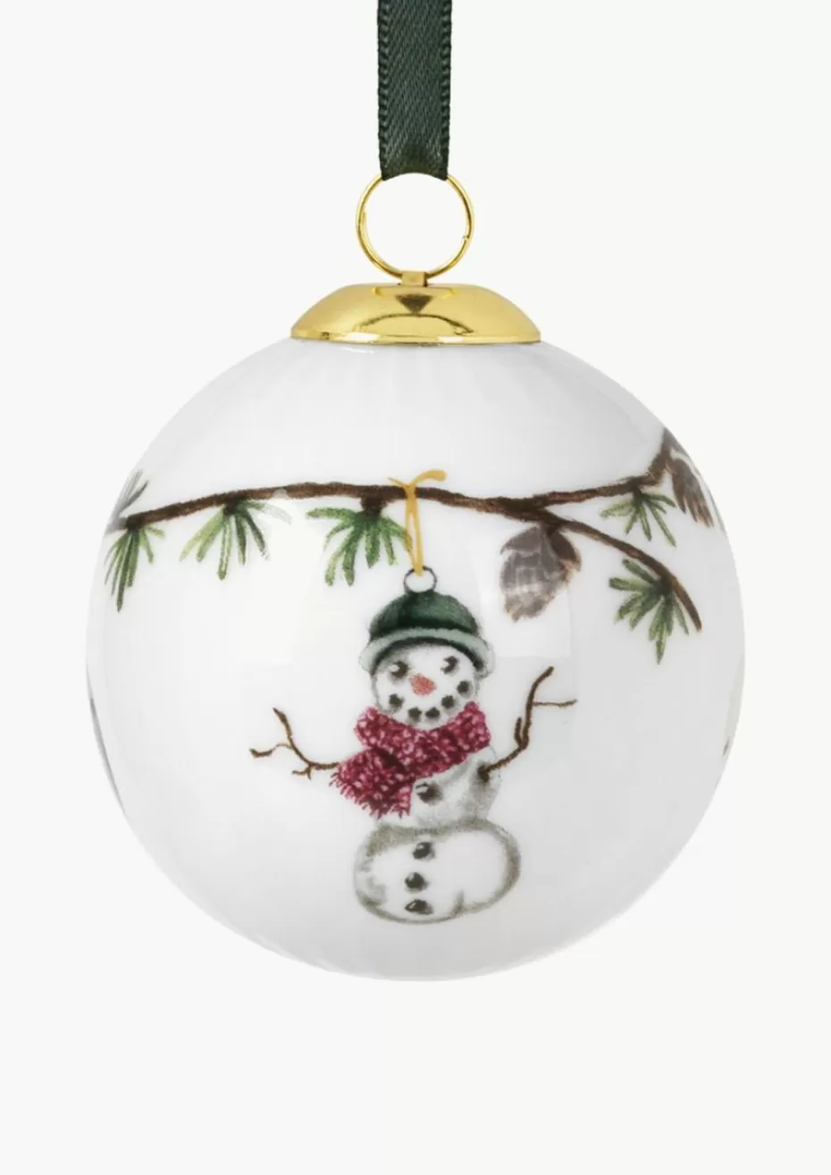 Weihnachtskugeln & Baumanhänger-Kähler Handgefertigte Weihnachtskugel Hammershøi aus Porzellan Schneemann