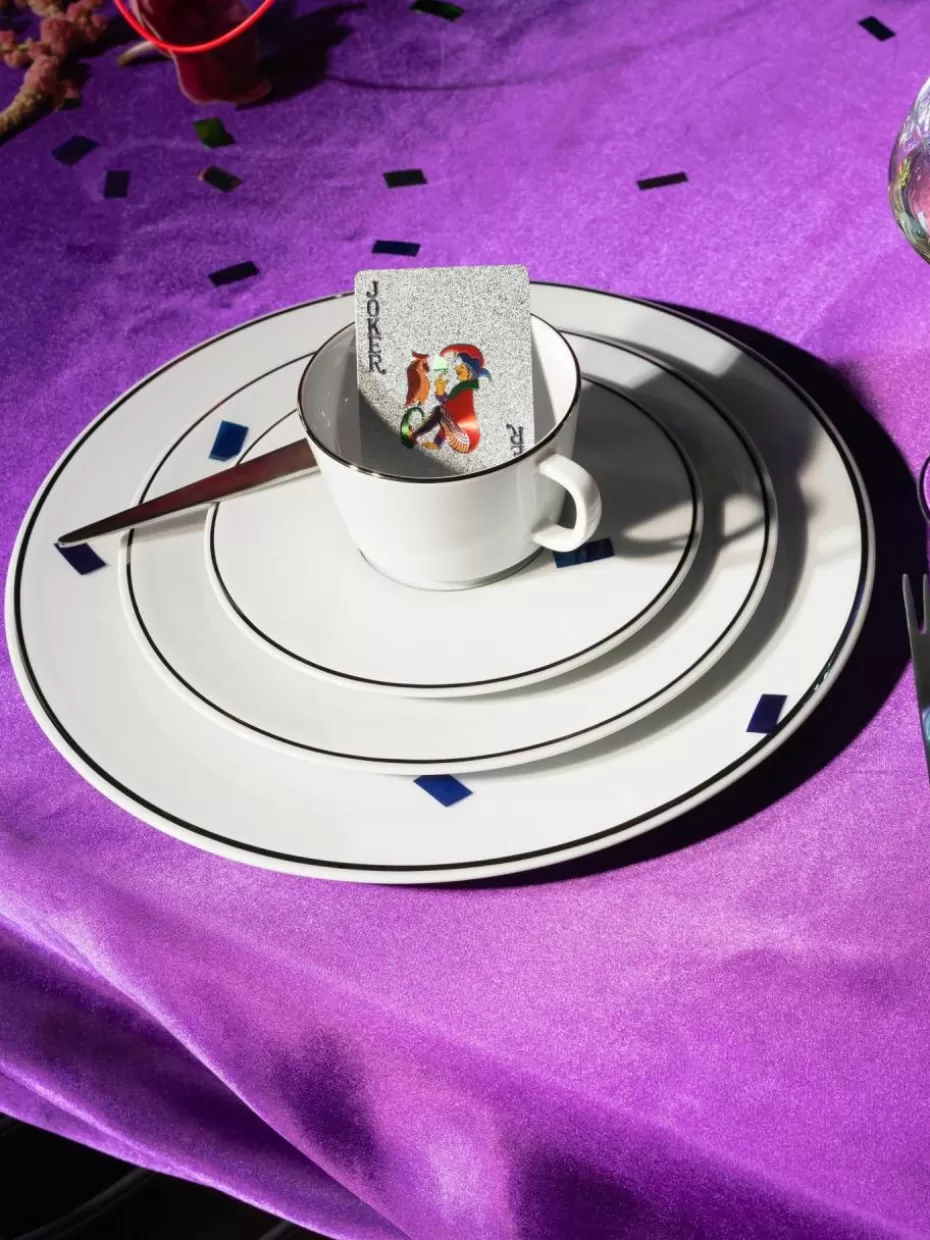Tassen-Meissen Handgefertigte XS Porzellan-Kaffeetassen Vitruv mit Untertassen und handgemaltem Platinrand, 2 Stück