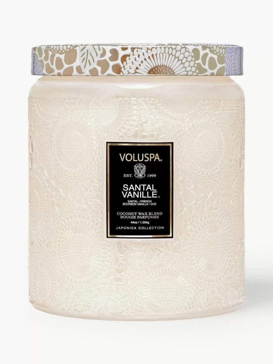 Duftkerzen-Voluspa Handgefertigte Zweidocht-Duftkerze Japonica Collection (Santal, Bourbon-Vanille & Oud) Santal, französische Bourbon-Vanille & Oud