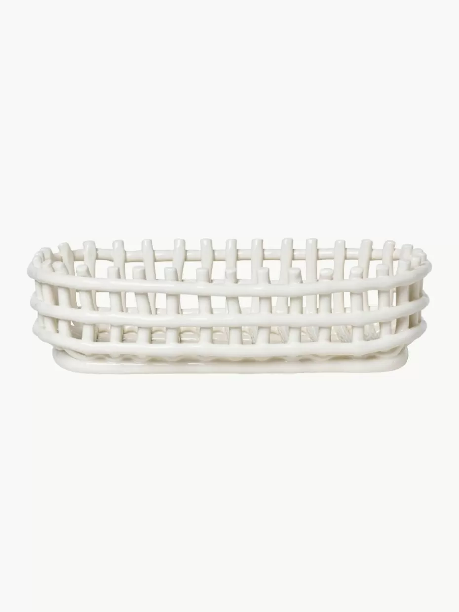 Körbe-ferm LIVING Handgefertigter Aufbewahrungskorb Nalan aus Keramik Off White