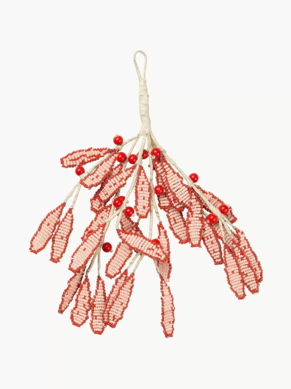 Weihnachtskugeln & Baumanhänger | Glow-Up-Broste Copenhagen Handgefertigter Baumanhänger Mistletoe Rot, Off White