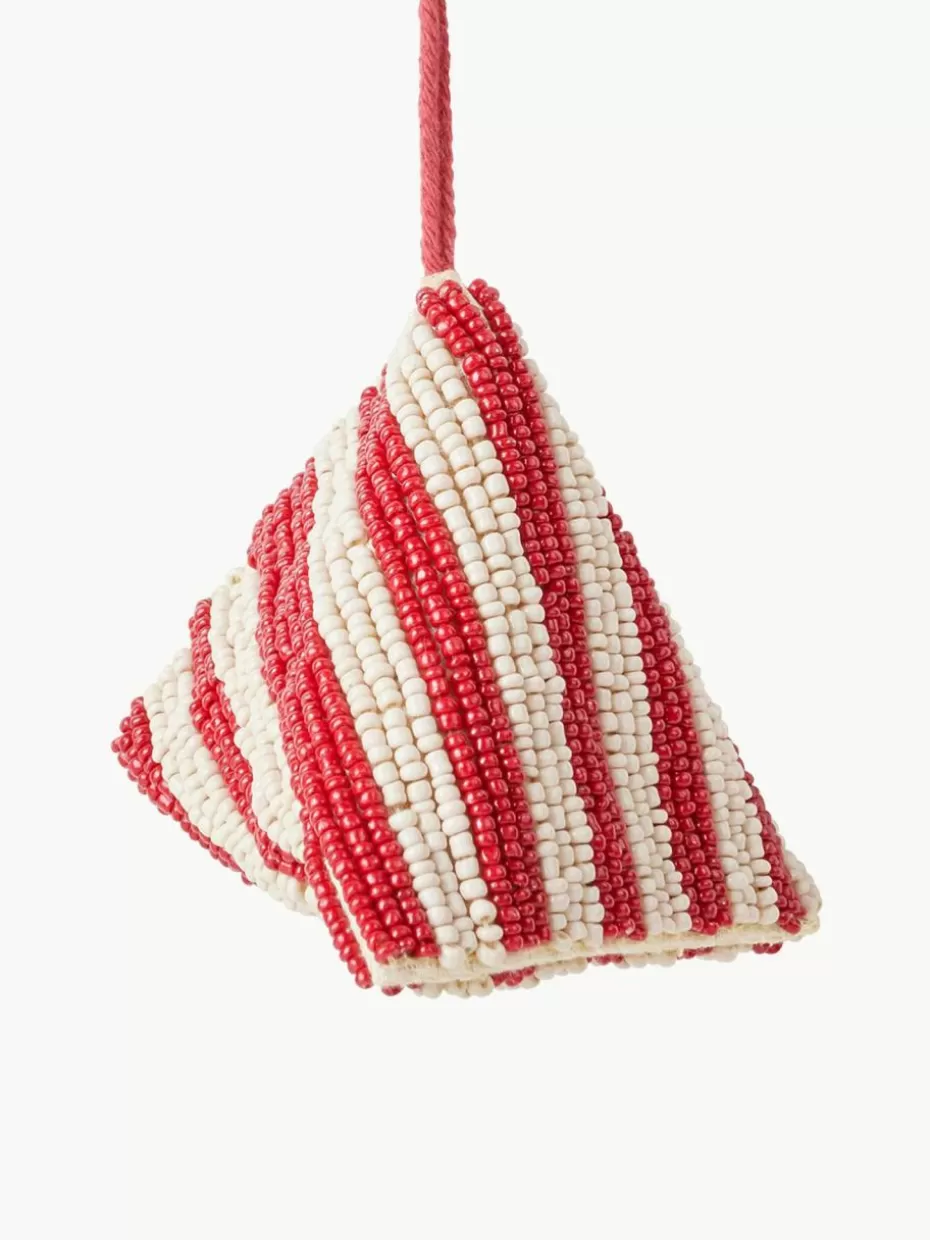 Weihnachtskugeln & Baumanhänger | Glow-Up-Broste Copenhagen Handgefertigter Baumanhänger Sweets, 4 Stück Rot, Cremeweiß