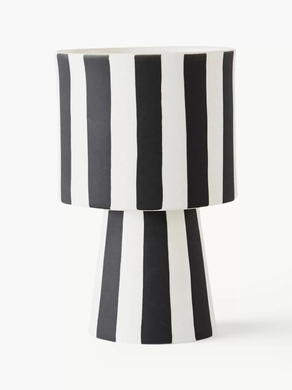 Blumentöpfe-Oyoy Living Design Handgefertigter Übertopf Toppu aus Keramik, H 15 cm Schwarz, Weiß