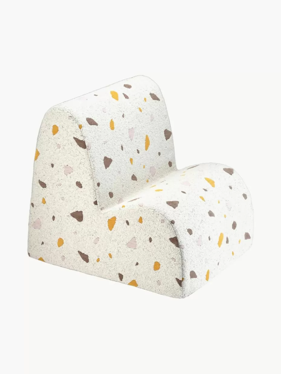 Sitzsäcke-Wigiwama Handgefertigter Bouclé-Kindersessel Cloud Bouclé Weiß, Terrazzo-Optik