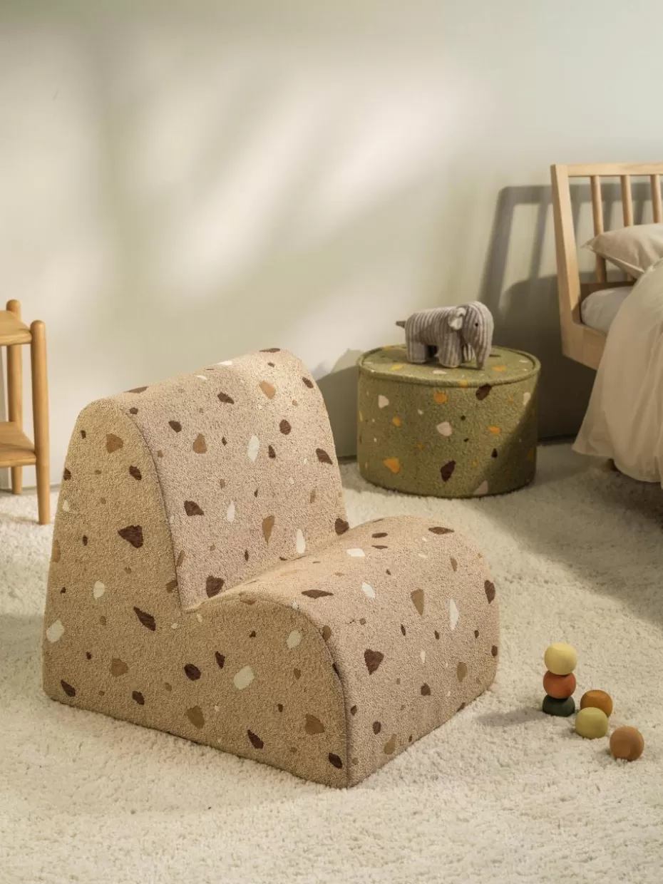 Sitzsäcke-Wigiwama Handgefertigter Bouclé-Kindersessel Cloud Bouclé Beige, Terrazzo-Optik