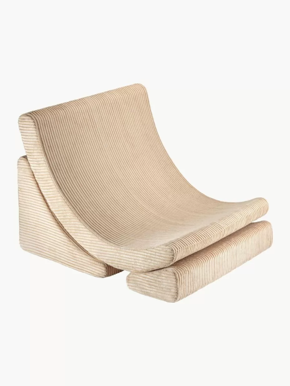Sitzsäcke-Wigiwama Handgefertigter Cord-Kindersessel Moon Cord Hellbeige