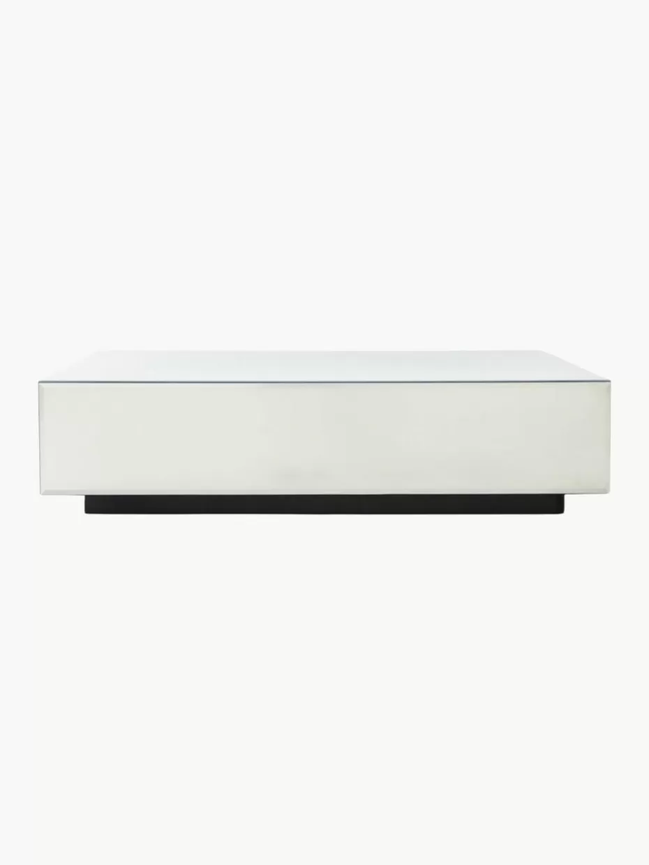 Couchtische-HKLIVING Handgefertigter Couchtisch Mirror aus Spiegelglas, B 90 cm Silberfarben